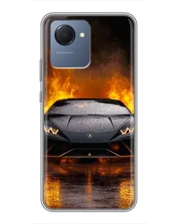 Чехол для Realme NARZO 50i Prime с картинкой «Lamborghini в огне»