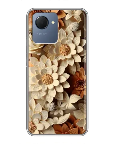 Чехол для Realme NARZO 50i Prime с картинкой «Бежевый флористический декор»
