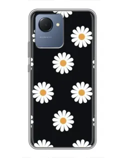 Чехол для Realme NARZO 50i Prime с картинкой «Ромашки на черном» Чехол для Realme NARZO 50i Prime с картинкой «Ромашки на черном»