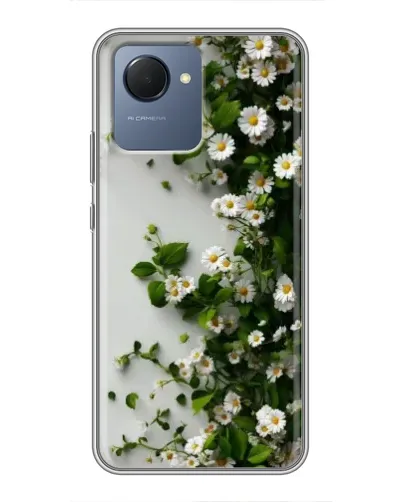 Чехол для Realme NARZO 50i Prime с картинкой «Ветка мелких белых цветов»