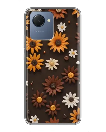 Чехол для Realme NARZO 50i Prime с картинкой «Узор из маленьких подсолнухов»