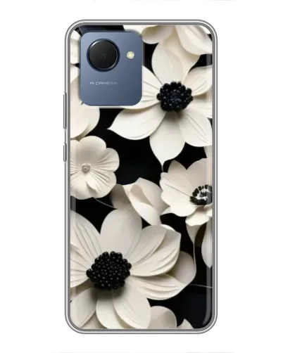 Чехол для Realme NARZO 50i Prime с картинкой «Объемные белые цветы»