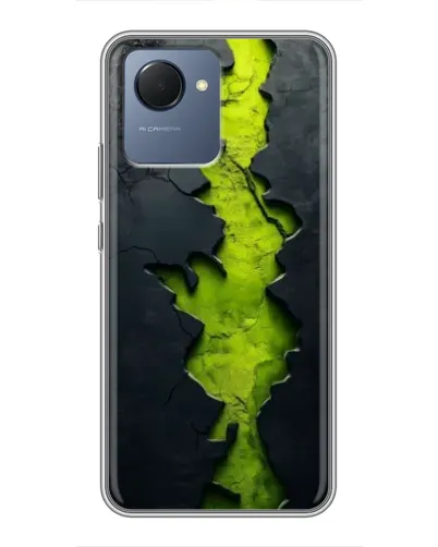 Чехол для Realme NARZO 50i Prime с картинкой «Салатовый разлом скалы»
