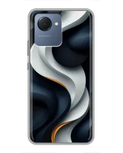 Чехол для Realme NARZO 50i Prime с картинкой «Объемные черно-белые ленты» Чехол для Realme NARZO 50i Prime с картинкой «Объемные черно-белые ленты»