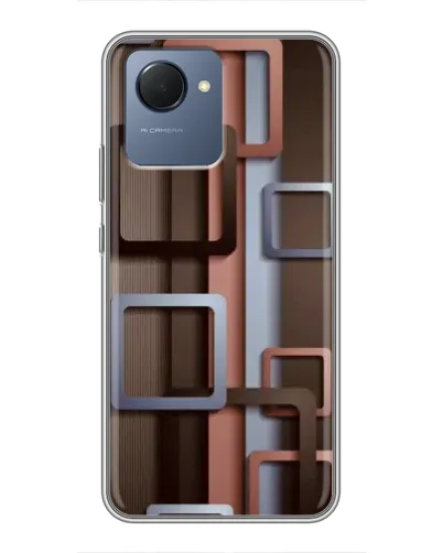 Чехол для Realme NARZO 50i Prime с картинкой «Коричневые объемные квадраты»