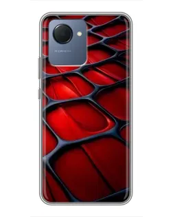 Чехол для Realme NARZO 50i Prime с картинкой «Красная глянцевая сетка»