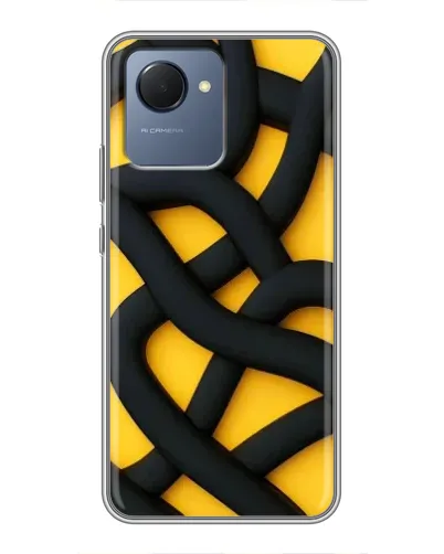 Чехол для Realme NARZO 50i Prime с картинкой «Черное желтое переплетение»
