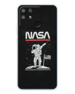Чехол для Realme NARZO 80 Lite 4G с картинкой «NASA — шагаем по Луне»