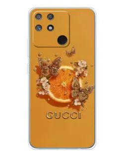 Чехол для Realme NARZO 80 Lite 4G с картинкой «Gucci — золотые бабочки»
