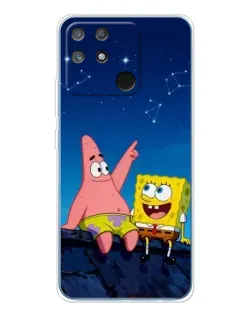 Чехол для Realme NARZO 80 Lite 4G с картинкой «Губка Боб и Патрик ночью»