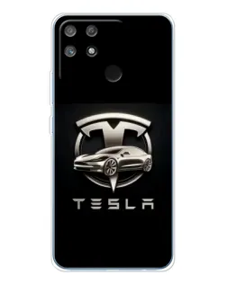 Чехол для Realme NARZO 80 Lite 4G с картинкой «Tesla — серебристое авто»
