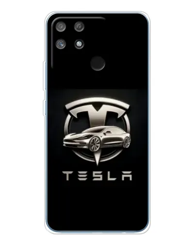 Чехол для Realme NARZO 80 Lite 4G с картинкой «Tesla — серебристое авто»
