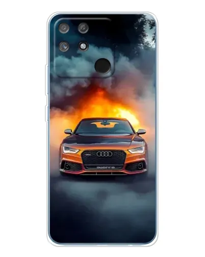 Чехол для Realme NARZO 80 Lite 4G с картинкой «Audi в огненном дыму»