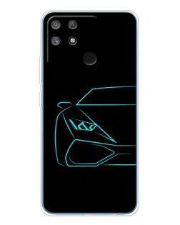 Чохол для Realme NARZO 80 Lite 4G з картинкою «Блакитний силует Lamborghini»