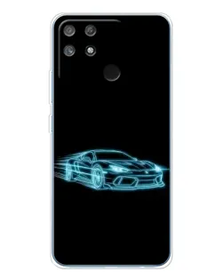 Чохол для Realme NARZO 80 Lite 4G з картинкою «Неоновий контур Lamborghini»
