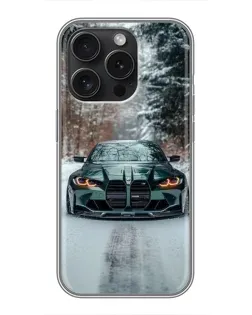 Чехол для Realme Narzo Power с картинкой «BMW в зимнем лесу»