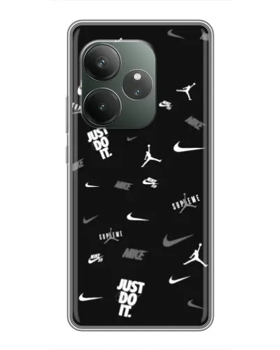 Чехол для RealMe Neo7 с картинкой «Nike Black Pattern»