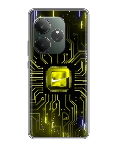 Чехол для RealMe Neo7 с картинкой «Nike — золотая искра»
