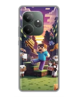 Чехол для RealMe Neo7 с картинкой «Стив на ферме» Чехол для RealMe Neo7 с картинкой «Стив на ферме»