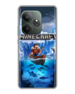 Чехол для RealMe Neo7 с картинкой «Minecraft ледяной мир»