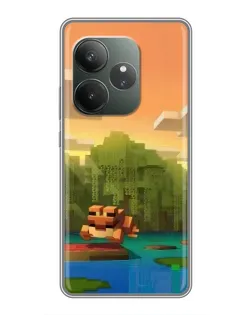 Чехол для RealMe Neo7 с картинкой «Майнкрафт закат солнца»