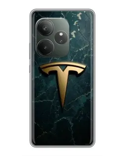 Чехол для RealMe Neo7 с картинкой «Мраморная Tesla Gold»