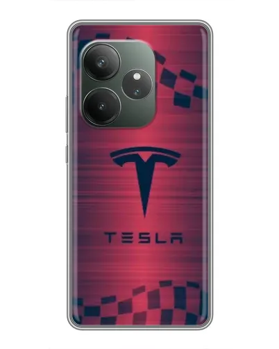 Чехол для RealMe Neo7 с картинкой «Тесла красный карбон»