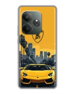 Чехол для RealMe Neo7 с картинкой «Желтый Lamborghini город»