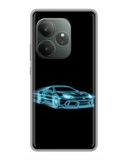 Чехол для RealMe Neo7 с картинкой «Неоновый контур Lamborghini»