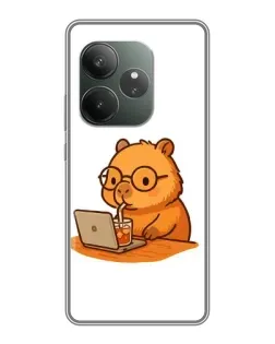 Чехол для RealMe Neo7 с картинкой «Капибара с ноутбуком»