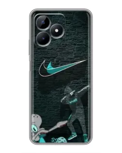 Чехол для Realme Note 50 с картинкой «Спортивный арт Nike»