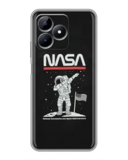 Чехол для Realme Note 50 с картинкой «NASA — шагаем по Луне»