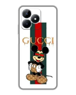 Чехол для Realme Note 50 с картинкой «Микки Маус Gucci — полосы»