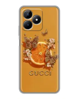 Чехол для Realme Note 50 с картинкой «Gucci — золотые бабочки»