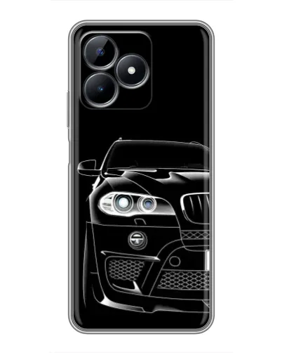 Чехол для Realme Note 50 с картинкой «Темный силуэт BMW»