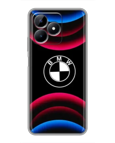 Чехол для Realme Note 50 с картинкой «Логотип BMW и неоновые дуги»