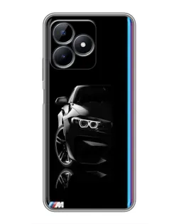 Чехол для Realme Note 50 с картинкой «Силуэт BMW в темноте»
