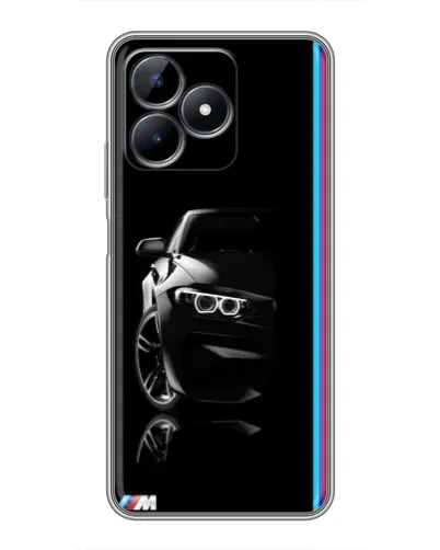 Чехол для Realme Note 50 с картинкой «Силуэт BMW в темноте»