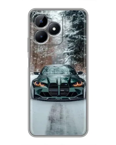 Чехол для Realme Note 50 с картинкой «BMW в зимнем лесу»