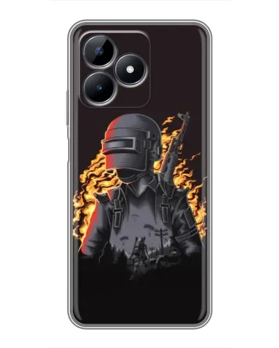 Чехол для Realme Note 50 с картинкой «PUBG — огненный силуэт»