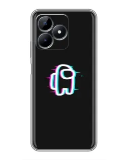 Чехол для Realme Note 50 с картинкой «Among Us неон»