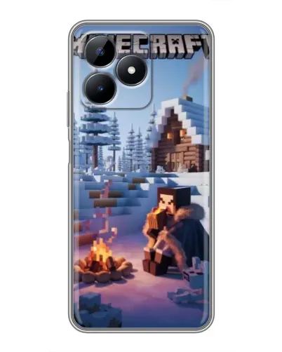 Чехол для Realme Note 50 с картинкой «Зимний Minecraft»