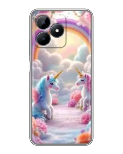 Чохол для Realme Note 50 з картинкою «Веселка і єдинороги»