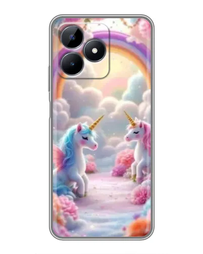 Чохол для Realme Note 50 з картинкою «Веселка і єдинороги»