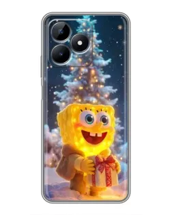 Чохол для Realme Note 50 з картинкою «Різдвяний Спанч Боб»