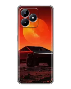 Чехол для Realme Note 50 с картинкой «Cybertruck на Марсе»