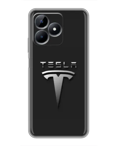 Чехол для Realme Note 50 с картинкой «Стальной логотип Tesla»