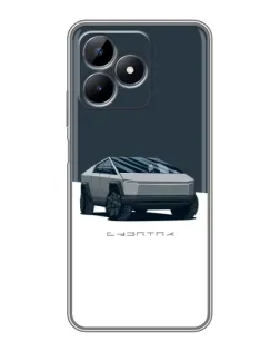 Чехол для Realme Note 50 с картинкой «Серебристый Cybertruck Tesla»
