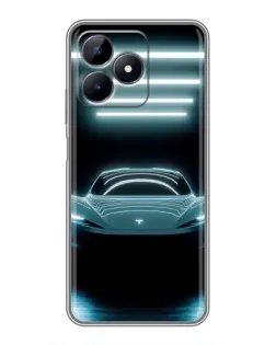 Чехол для Realme Note 50 с картинкой «Tesla в неоне»