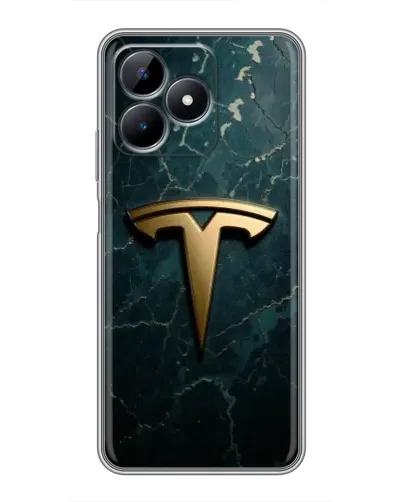 Чехол для Realme Note 50 с картинкой «Мраморная Tesla Gold»